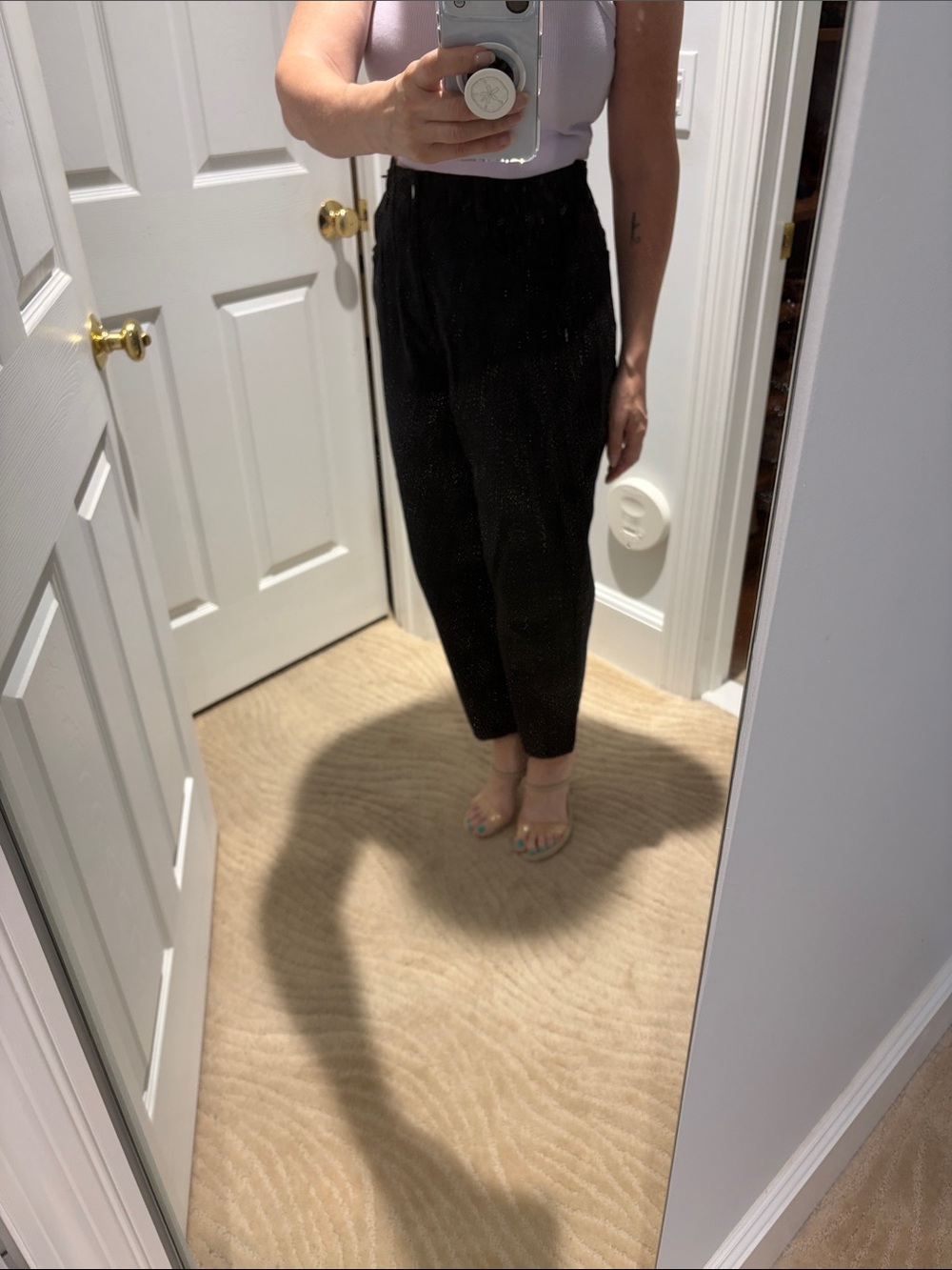 H&M Black High-Waist Cropped Tapered Pants